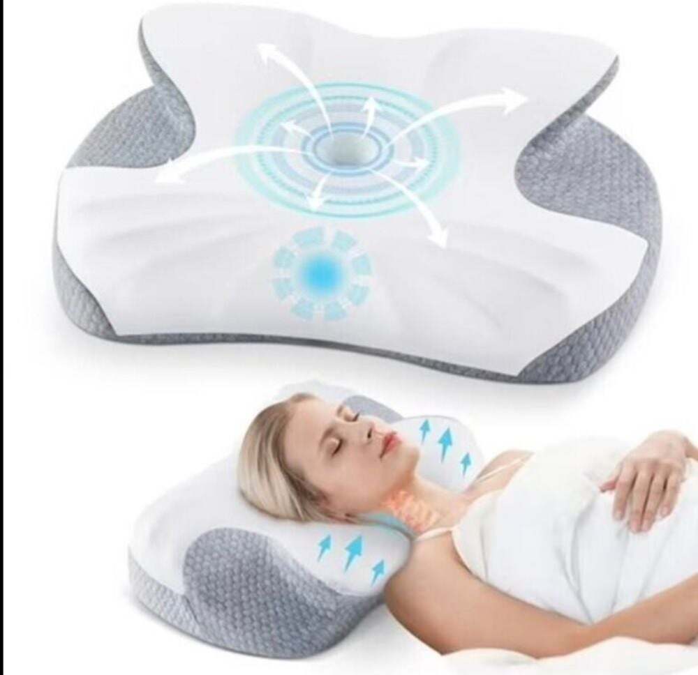 Ergonomic Cervical Memory Foam Neck Pillow for Pain Relief with Cooling Support